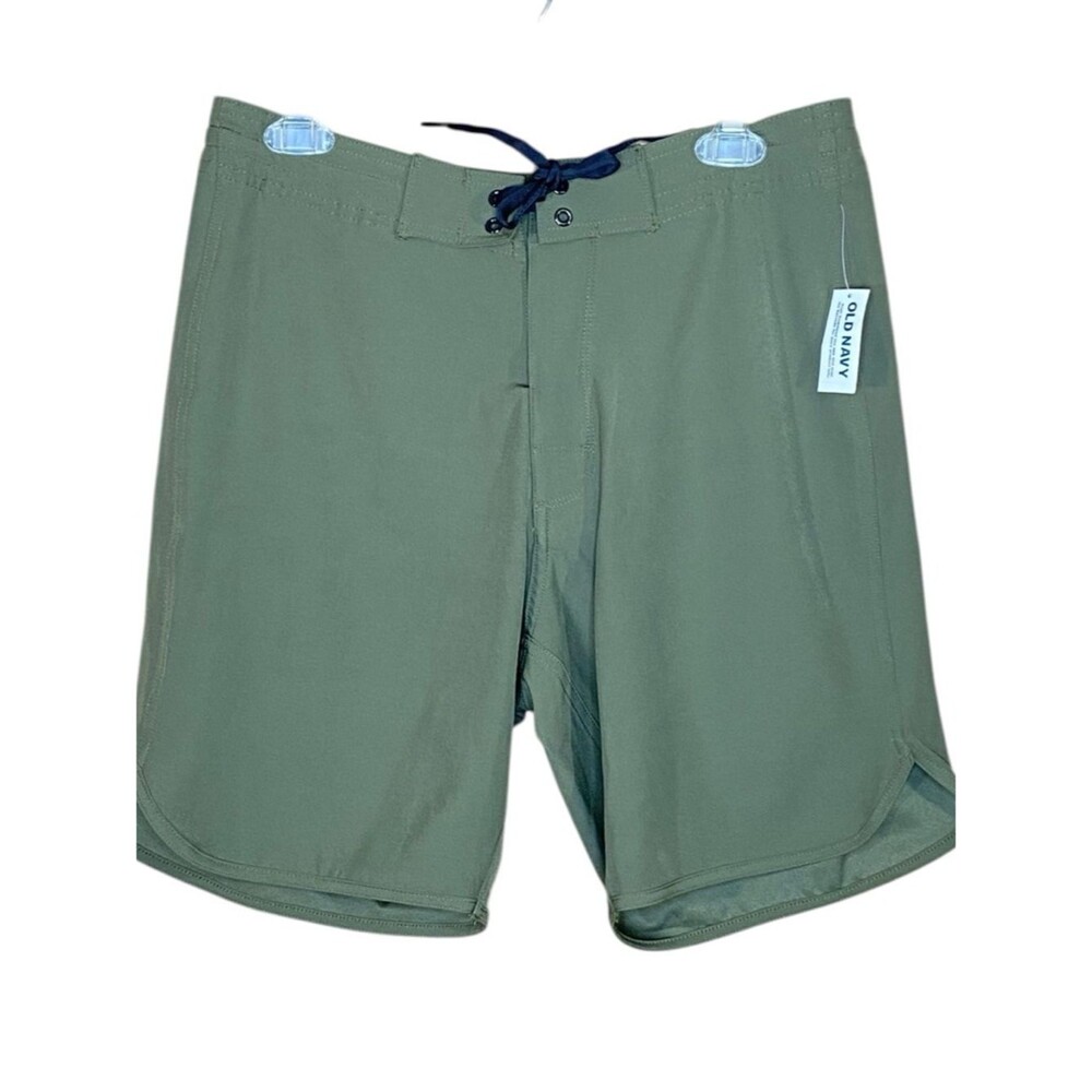 Old Navy Swim Trunks Board Shorts Olive Green Drawstring Waist NWT Mens SZ 30